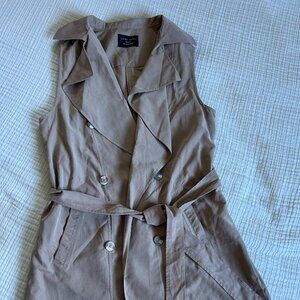 Suede Tan Sleeveless Trench Vest